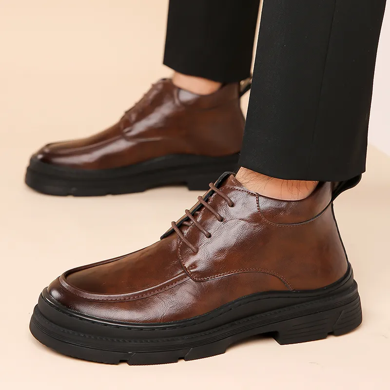 EGCHI Ankle Boots Men Black/Brown-4