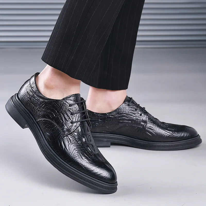 EGCHI Dress Shoes Men Low Top Black/Brown-2