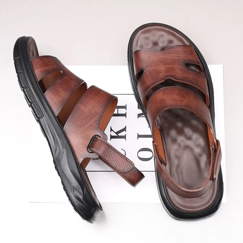EGCHI Beach Sandals Men Gray/Brown-14