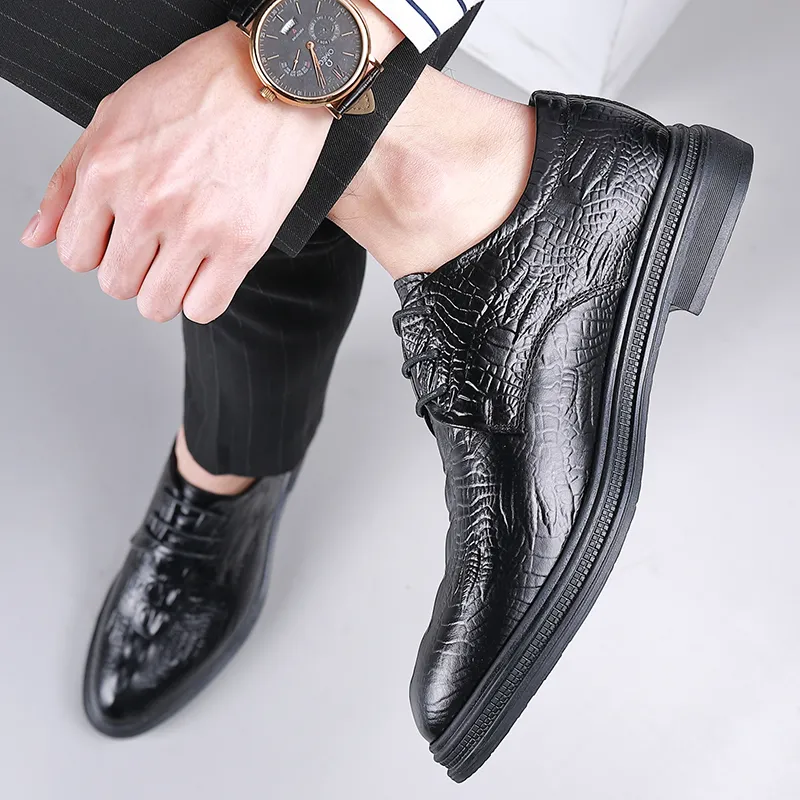 EGCHI Dress Shoes Men Low Top Black/Brown-3
