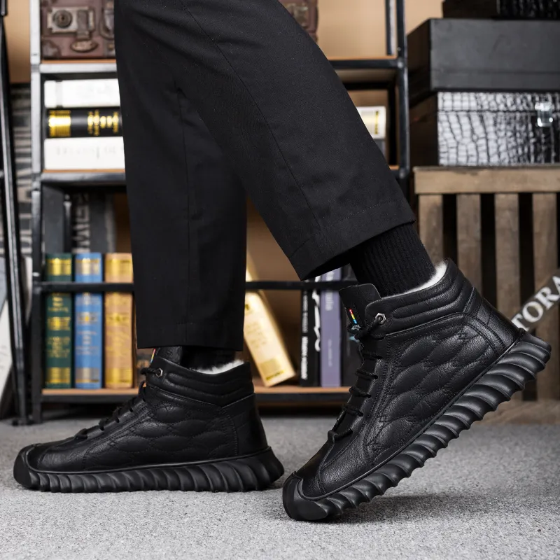 EGCHI Casual Shoes Men High Top Black-5