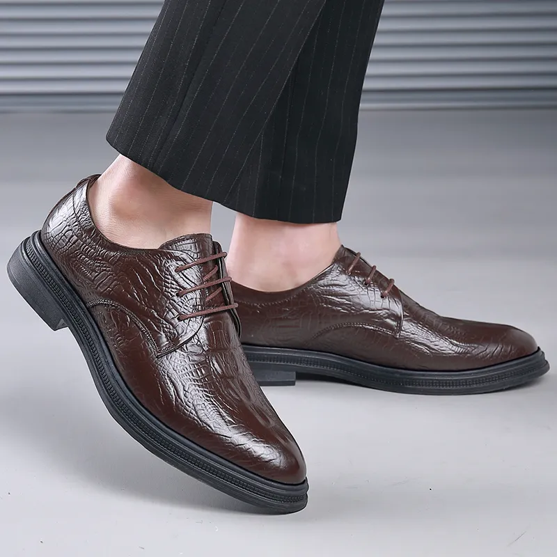 EGCHI Dress Shoes Men Low Top Black/Brown-7