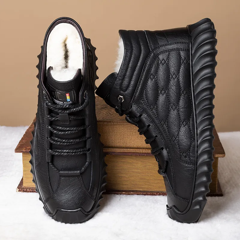 EGCHI Casual Shoes Men High Top Black-6