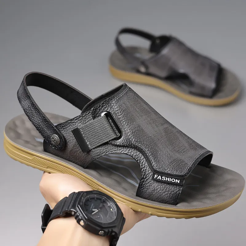 EGCHI Beach Sandals Men Gray/Brown/Black-5