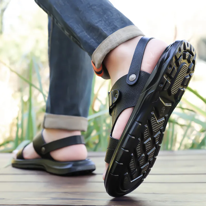 EGCHI Beach Sandals Men Black/Brown-3