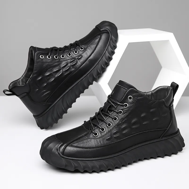 EGCHI Casual Shoes Men Mid Top Black, Brown-1