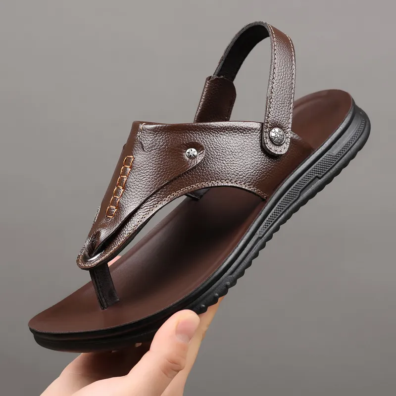 EGCHI Beach Sandals Men Black/Brown/Yellow-13