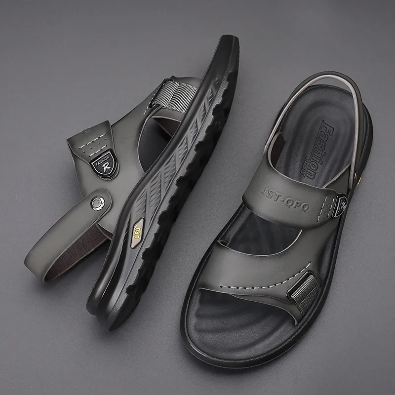 EGCHI Beach Sandals Men Black/Gray-10