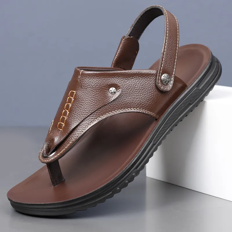 EGCHI Beach Sandals Men Black/Brown/Yellow-9
