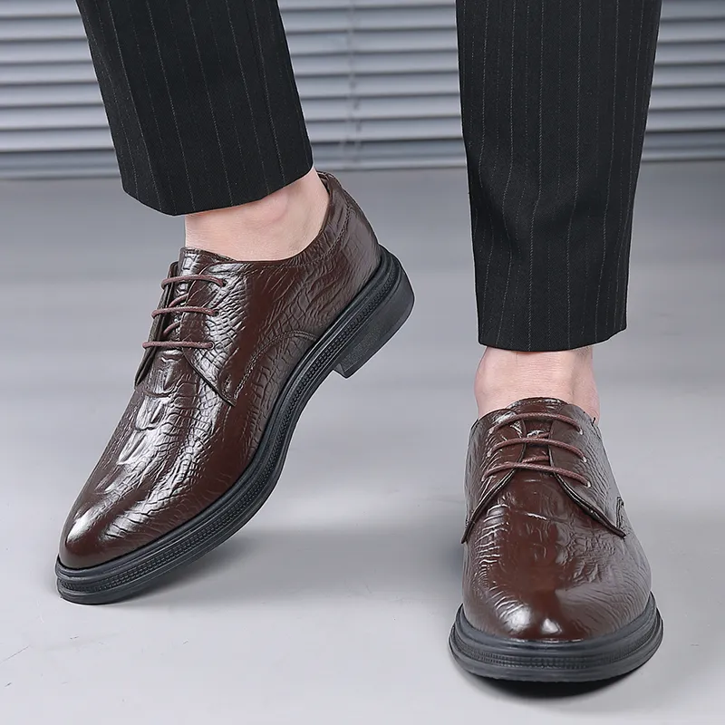 EGCHI Dress Shoes Men Low Top Black/Brown-5