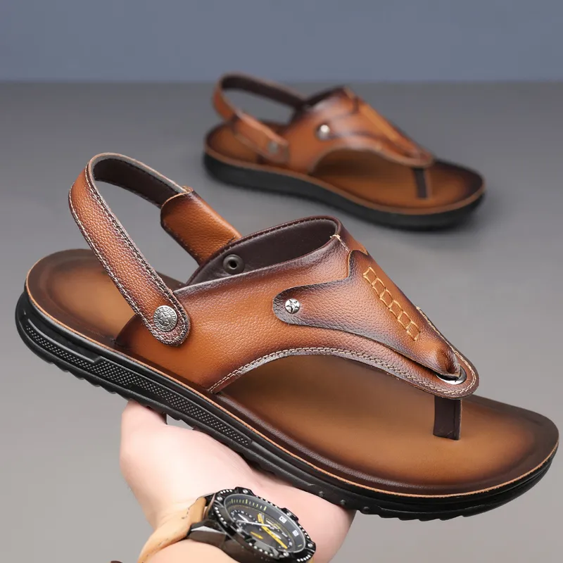EGCHI Beach Sandals Men Black/Brown/Yellow-20