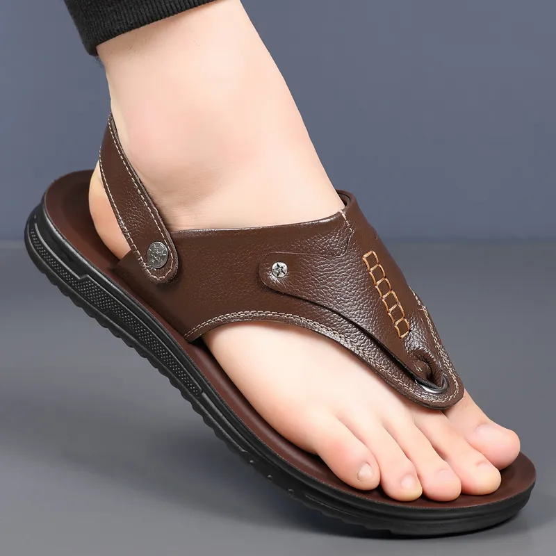 EGCHI Beach Sandals Men Black/Brown/Yellow-12