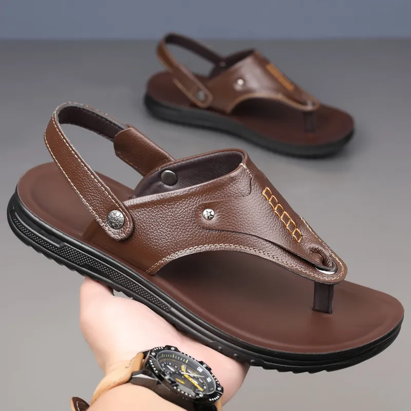 EGCHI Beach Sandals Men Black/Brown/Yellow-8