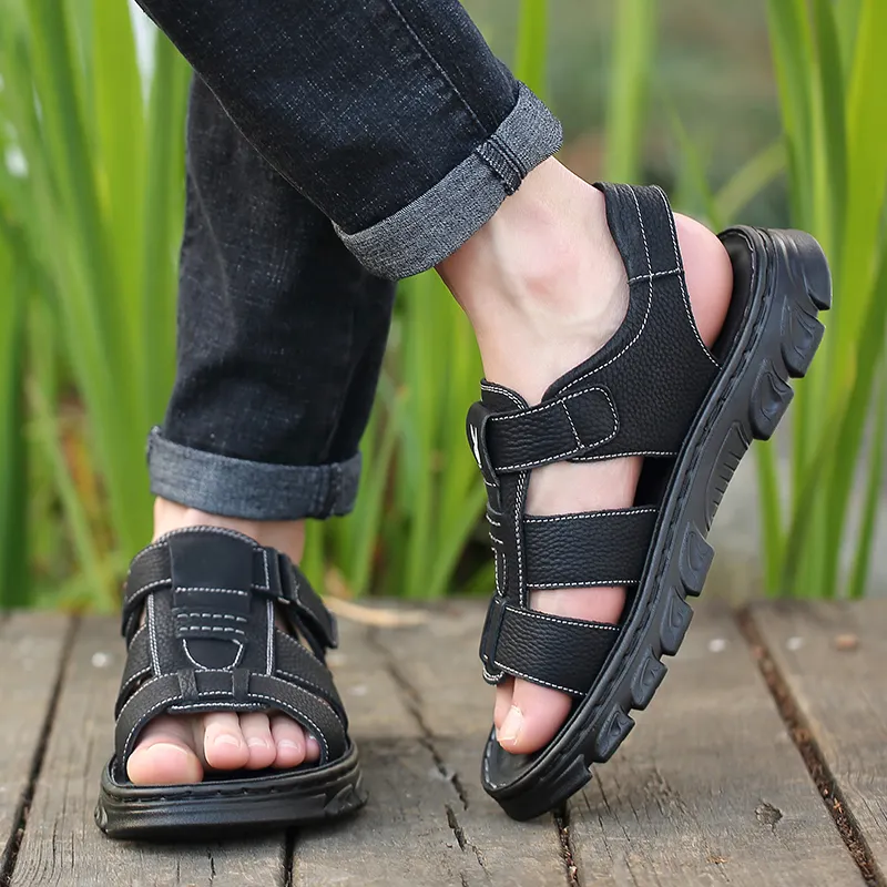 EGCHI Beach Sandals Men Black-3