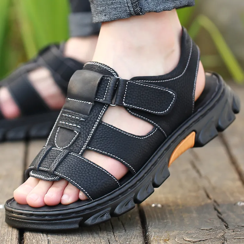 EGCHI Beach Sandals Men Black-2