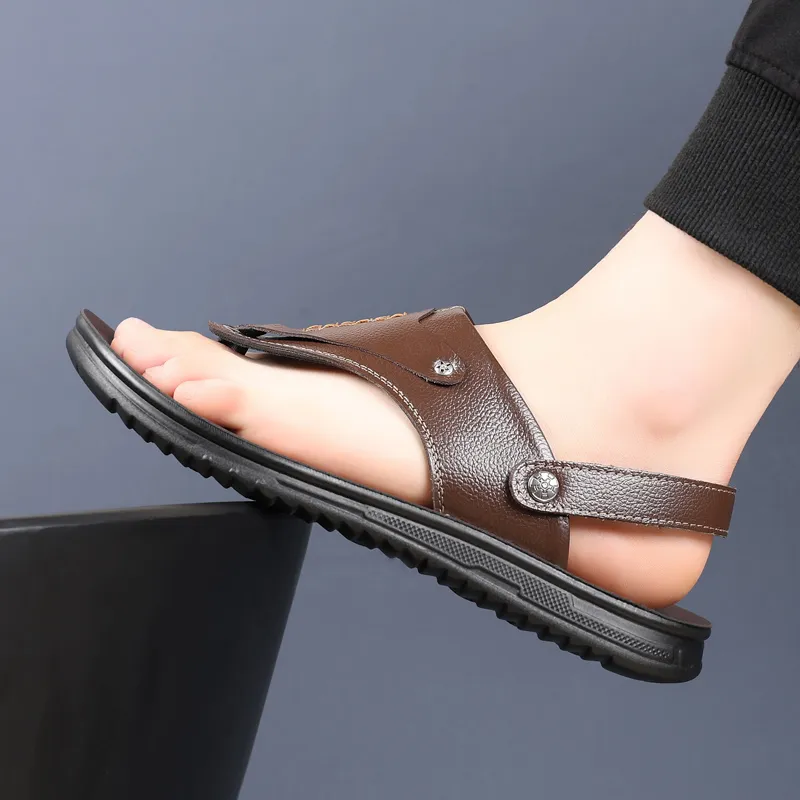EGCHI Beach Sandals Men Black/Brown/Yellow-11