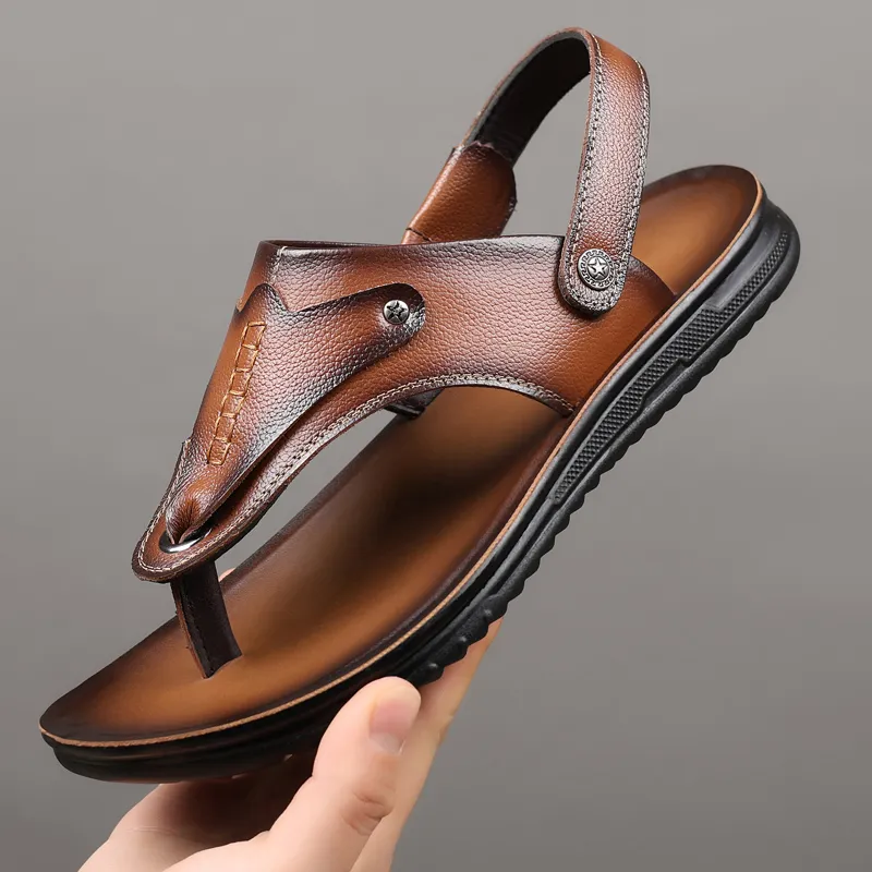 EGCHI Beach Sandals Men Black/Brown/Yellow-15