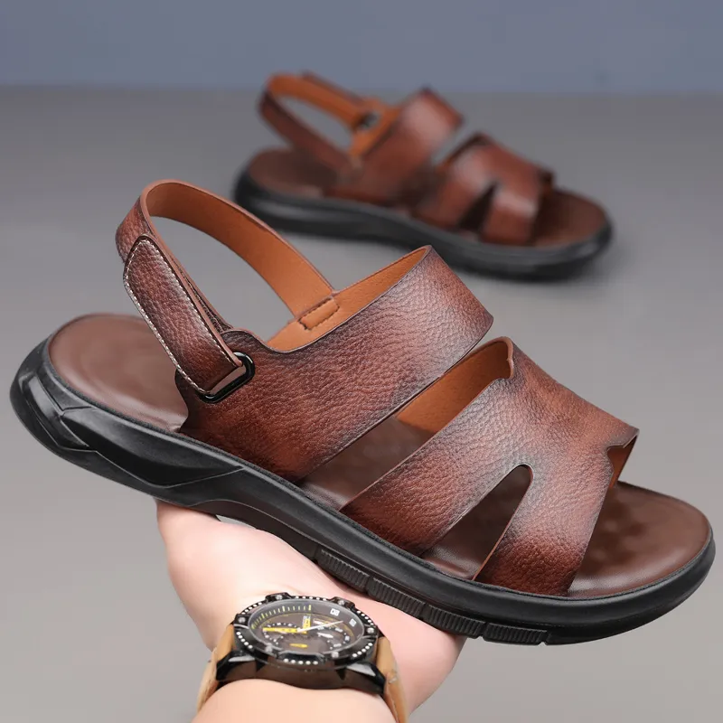 EGCHI Beach Sandals Men Gray/Brown-9