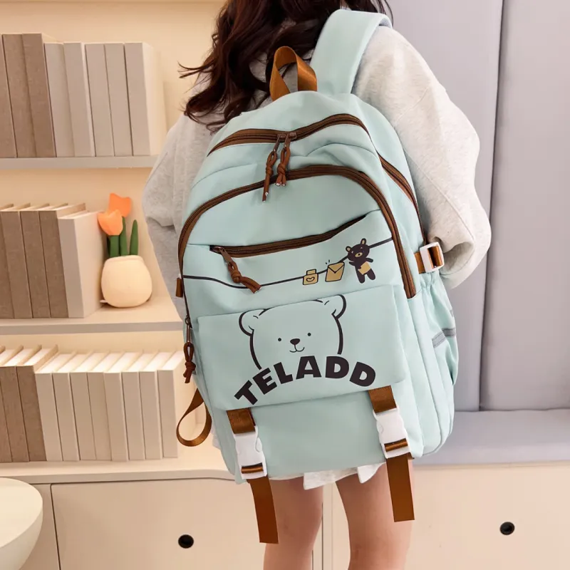 LETOO Nylon Backpack Regular Women's Black/Purple/Green/Blue/Pink-11