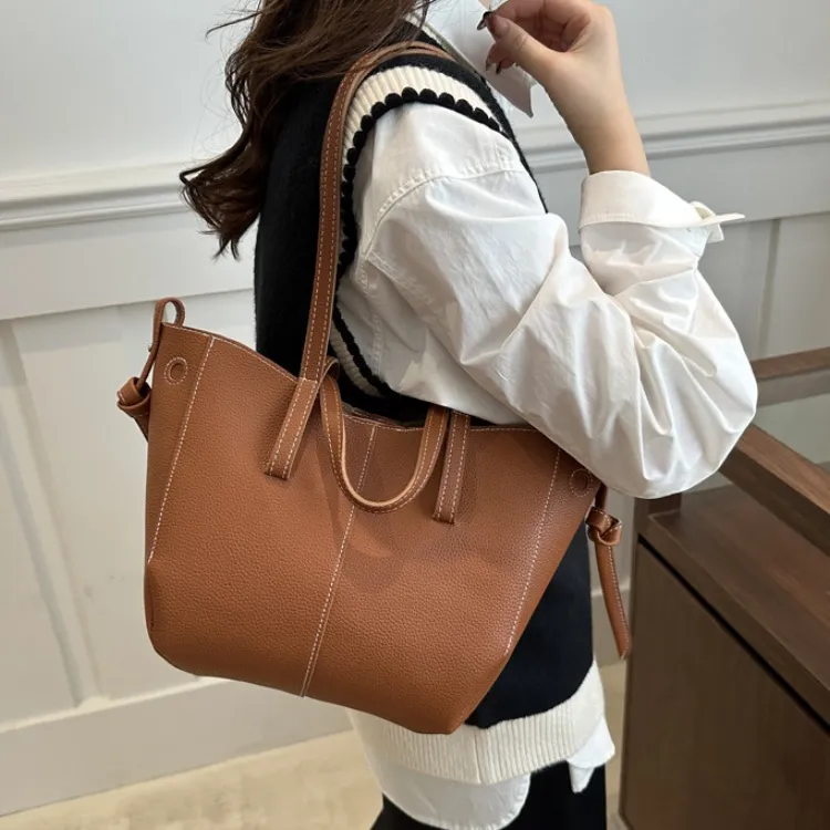 LETOO PU Shoulder Bag Small Size Unisex Black White Red Khaki Brown-7