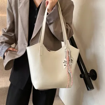 LETOO PU Tote Bag Shopping Bag Shoulder Bags Women's White/Black/Pink/Khaki
