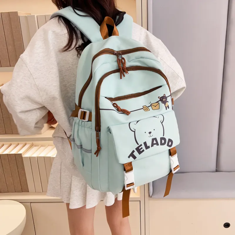 LETOO Nylon Backpack Regular Women's Black/Purple/Green/Blue/Pink-12