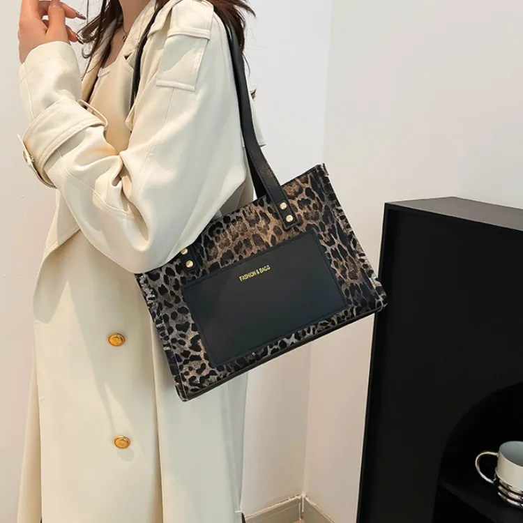 LETOO PU Commute Large Capacity Leopard Print Patchwork Shoulder Bag Regular Women's Multicolor-12