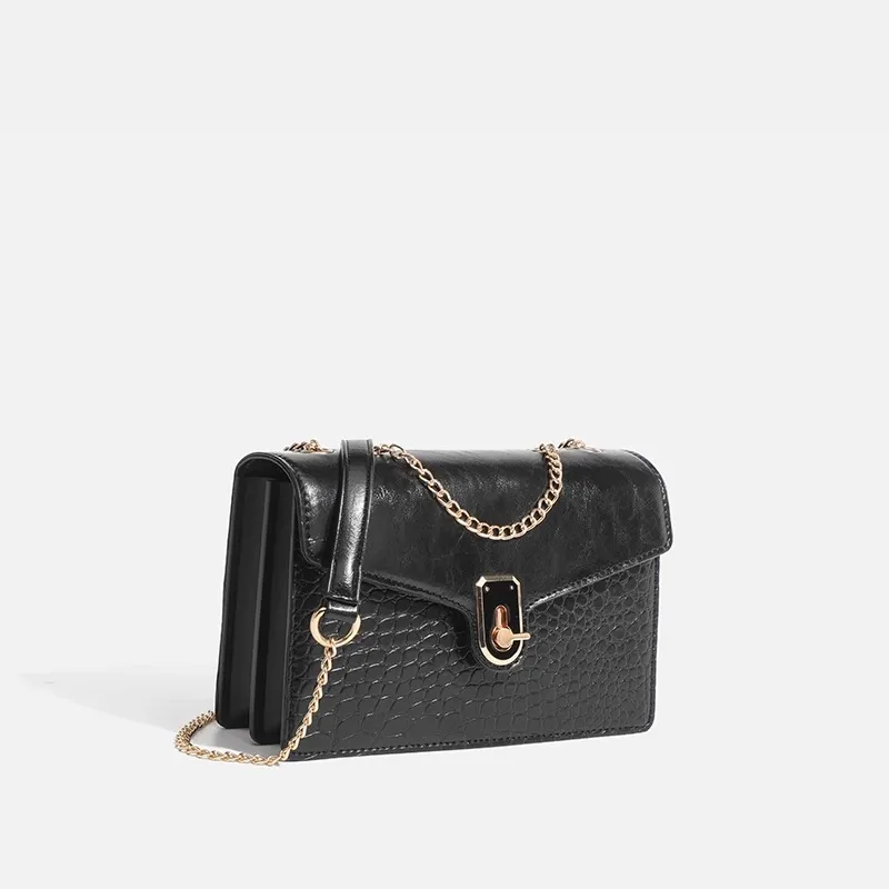 LETOO PU Versatile Crossbody Bag Unique Design Chain Bag Shoulder Bag Regular Women's Black-1