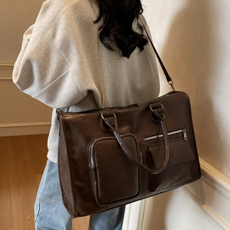 LETOO PU Travel Bag 36L Black/Coffee-7