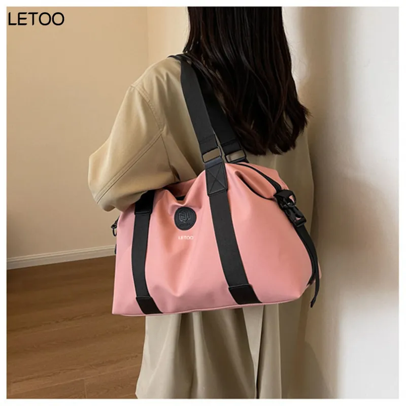 LETOO Oxford Travel Bag 35L Unisex Black Gray Pink-10