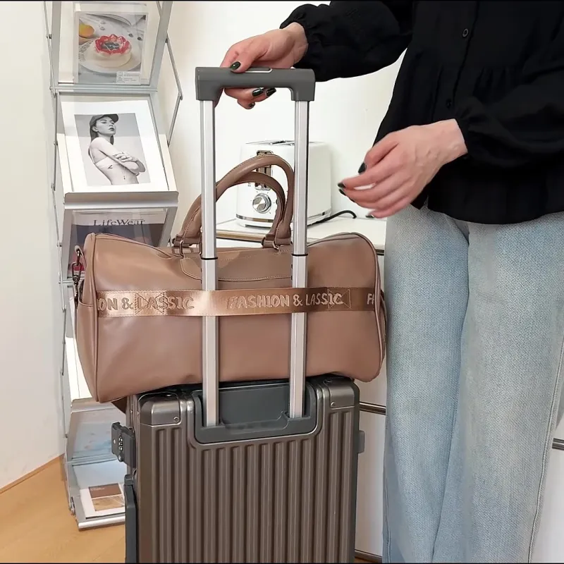LETOO PU Travel Bag Unisex Black/Light Brown-4