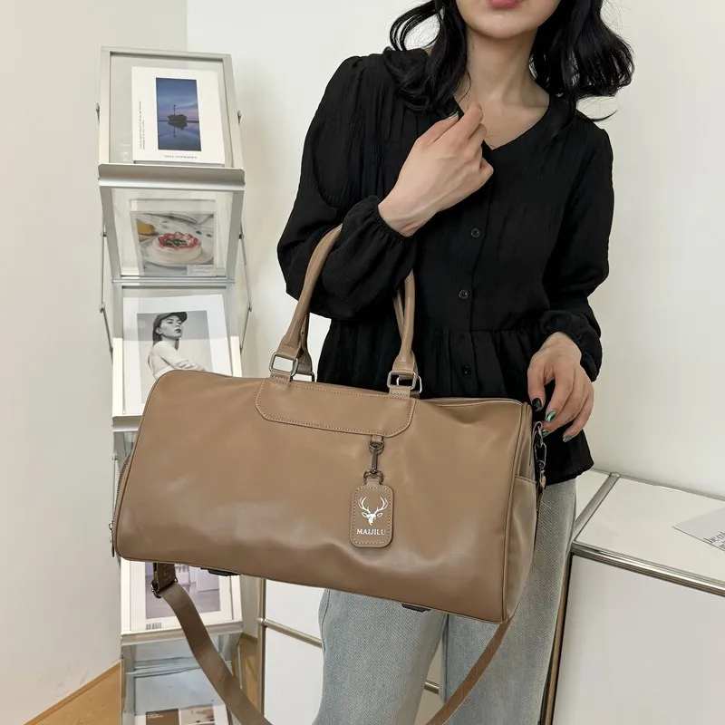 LETOO PU Travel Bag Unisex Black/Light Brown-5
