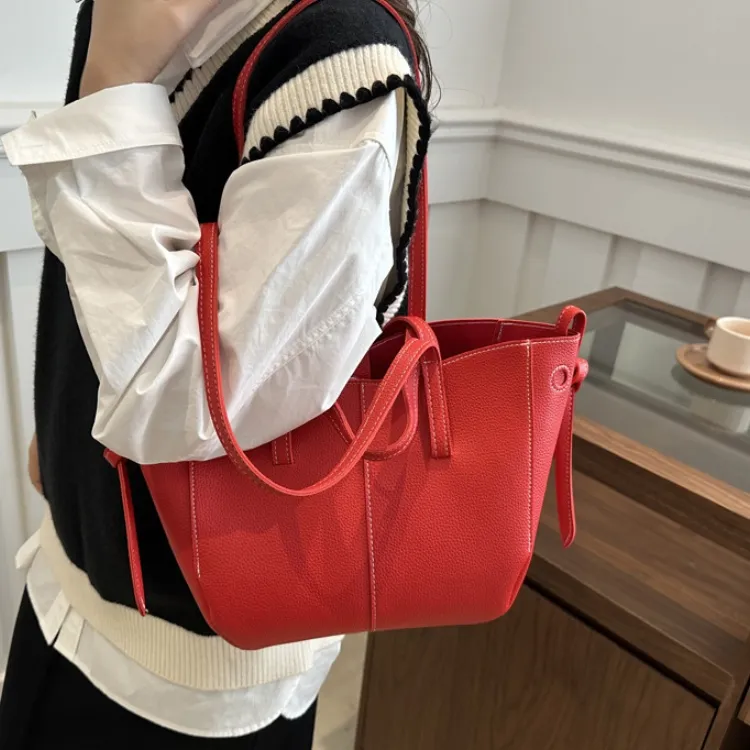 LETOO PU Shoulder Bag Small Size Unisex Black White Red Khaki Brown-4