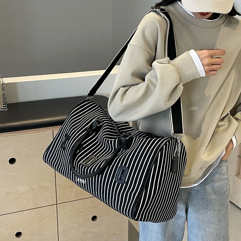 LETOO Canvas Travel Bag Canvas Bag Regular Women's Ecru/Coffee/Black-9
