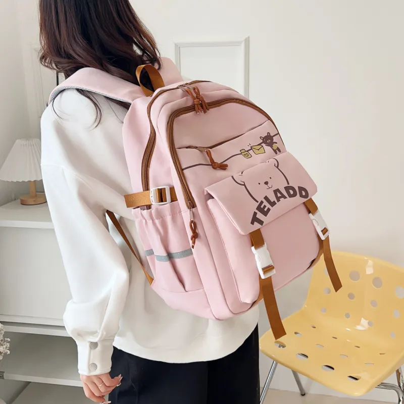 LETOO Nylon Backpack Regular Women's Black/Purple/Green/Blue/Pink-4