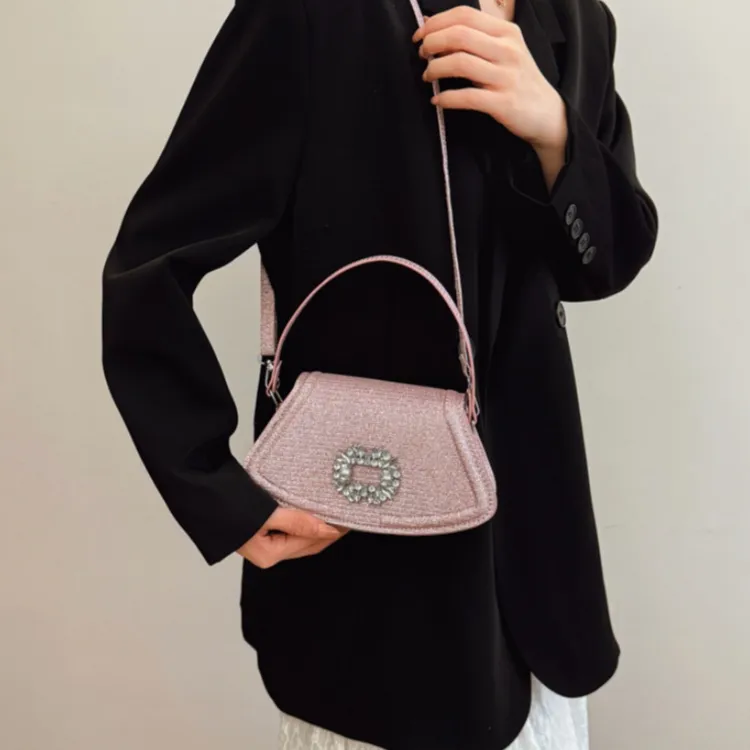 LETOO PU Portable Rhinestone Embellished Shoulder Bag Stylish Fashion Crossbody Bag Women's Multicolor-5