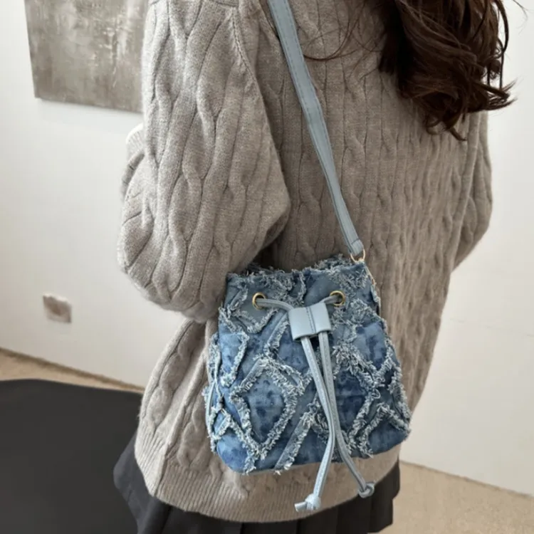 LETOO Denim Fashion Versatile Shoulder Bag Casual Stylish Crossbody Bag Women's Blue-1