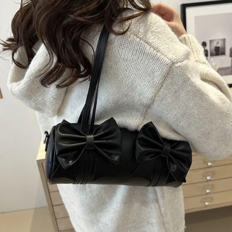 LETOO PU Crossbody Bag With Bowknot Artistic Style Handbag Regular Women's White/Khaki/Black/Silver-7