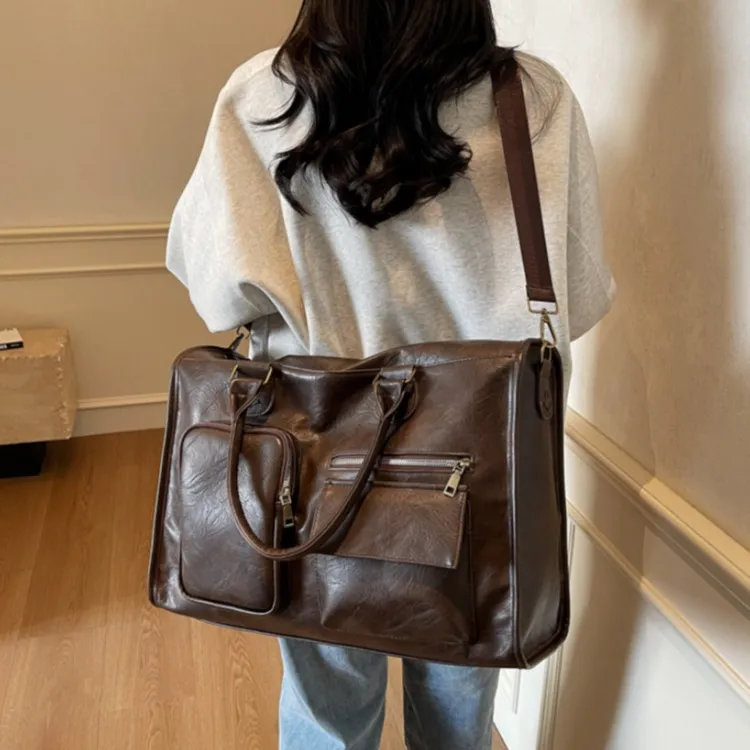 LETOO PU Travel Bag 36L Black/Coffee-8