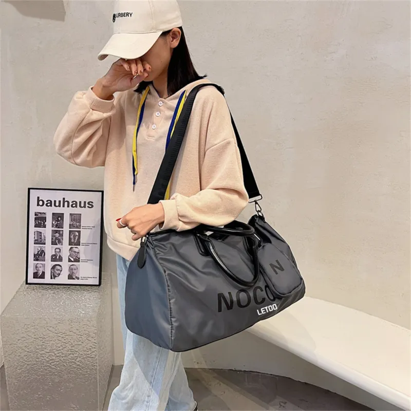 LETOO Polyester Women's Travel Bag Gym Bag Medium Size Unisex Gray/Black-1