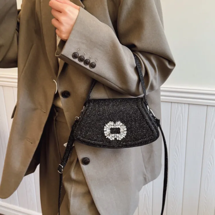 LETOO PU Portable Rhinestone Embellished Shoulder Bag Stylish Fashion Crossbody Bag Women's Multicolor-3