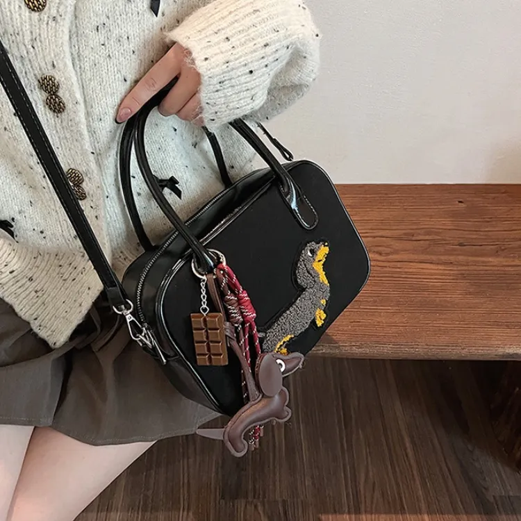 LETOO PU Crossbody Handbag Regular Women's Coffee/Black-6