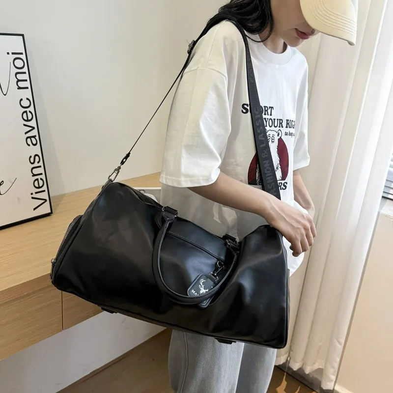 LETOO PU Travel Bag Unisex Black/Light Brown-2