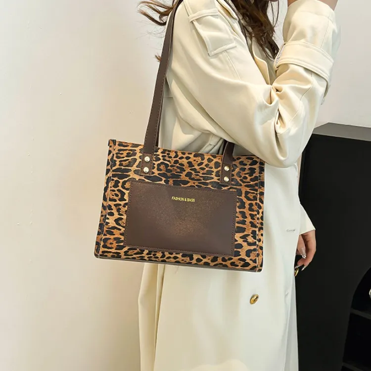 LETOO PU Commute Large Capacity Leopard Print Patchwork Shoulder Bag Regular Women's Multicolor-6