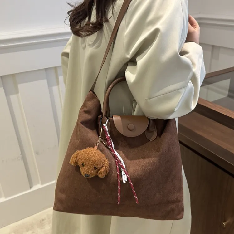 LETOO Suede Handbag Regular Women's Brown Khaki Coffee-13