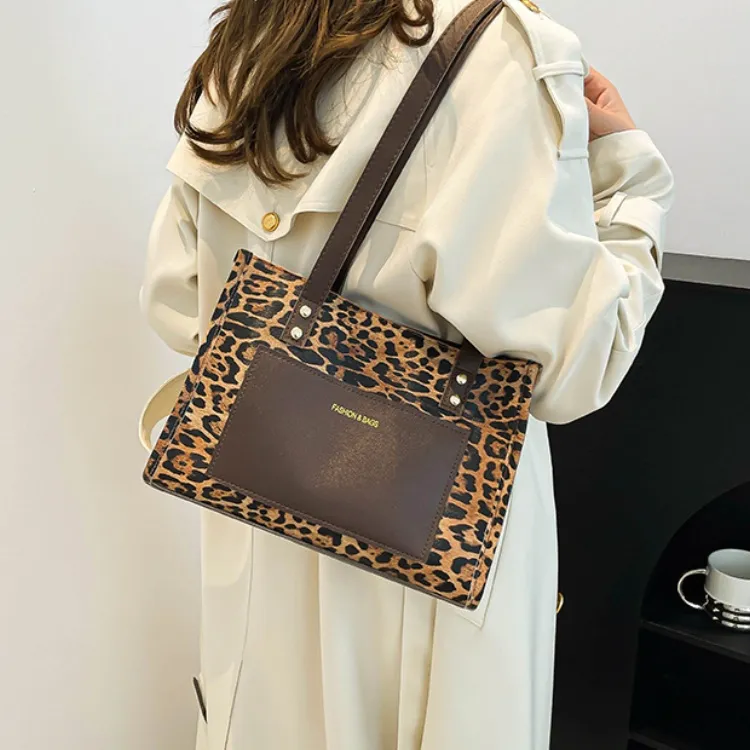 LETOO PU Commute Large Capacity Leopard Print Patchwork Shoulder Bag Regular Women's Multicolor-7