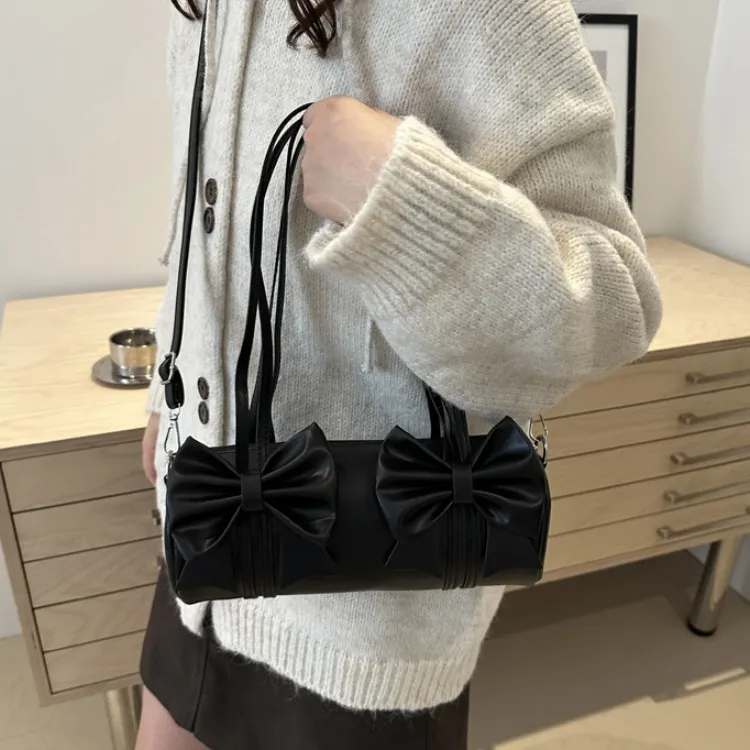 LETOO PU Crossbody Bag With Bowknot Artistic Style Handbag Regular Women's White/Khaki/Black/Silver-6