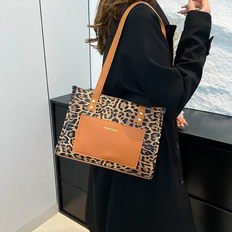 LETOO PU Commute Large Capacity Leopard Print Patchwork Shoulder Bag Regular Women's Multicolor-2