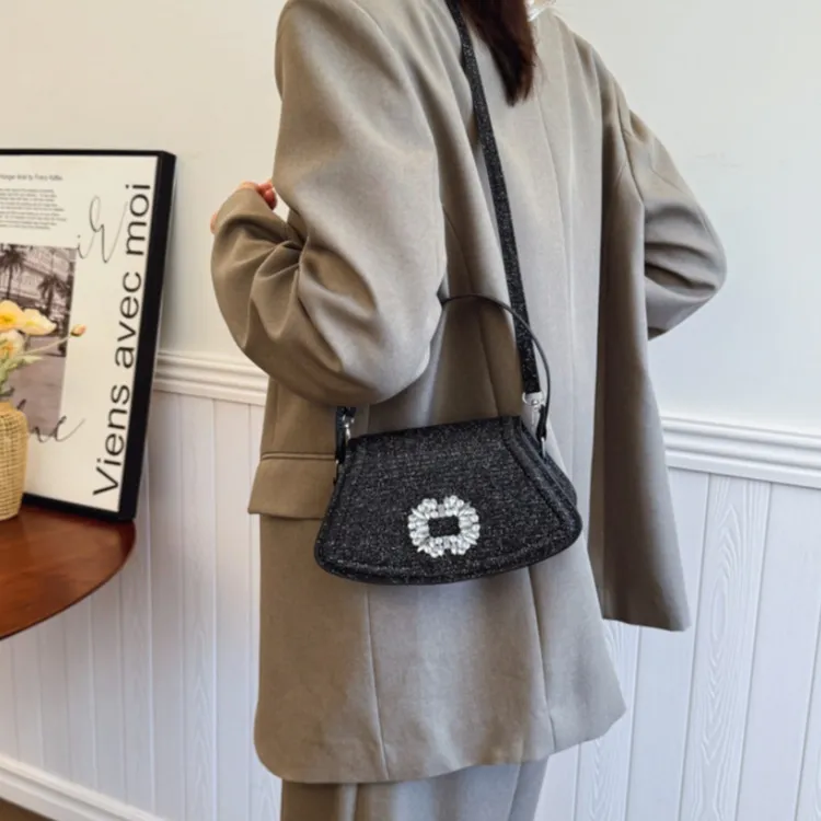 LETOO PU Portable Rhinestone Embellished Shoulder Bag Stylish Fashion Crossbody Bag Women's Multicolor-1