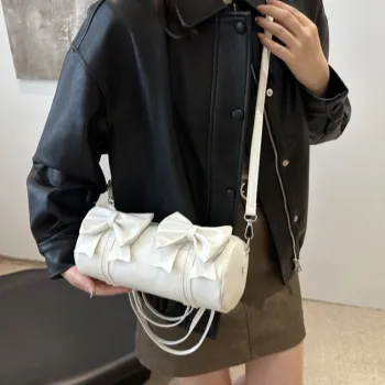 LETOO PU Crossbody Bag With Bowknot Artistic Style Handbag Regular Women's White/Khaki/Black/Silver